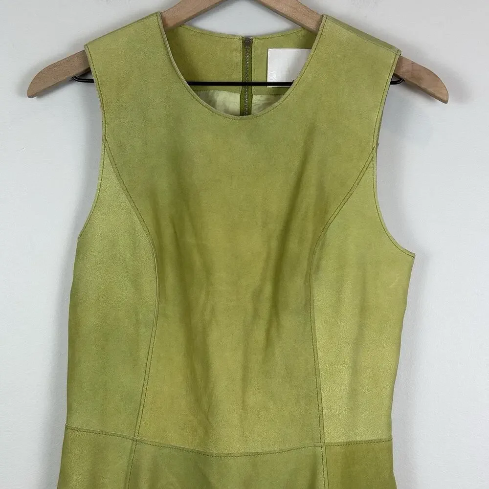 3.1 Phillip Lim Sleeveless Dress Size 0 Green‎ Suede Mini Classic Party Cocktail